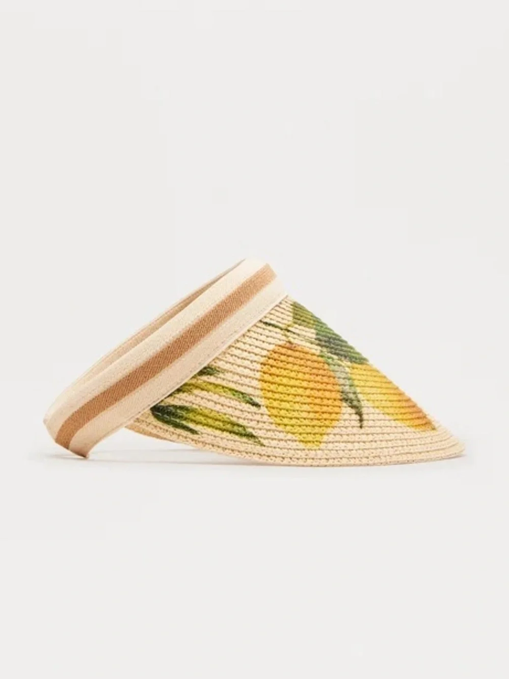 Fashion Nova Lemon Straw Visor Hat in Yellow and Green